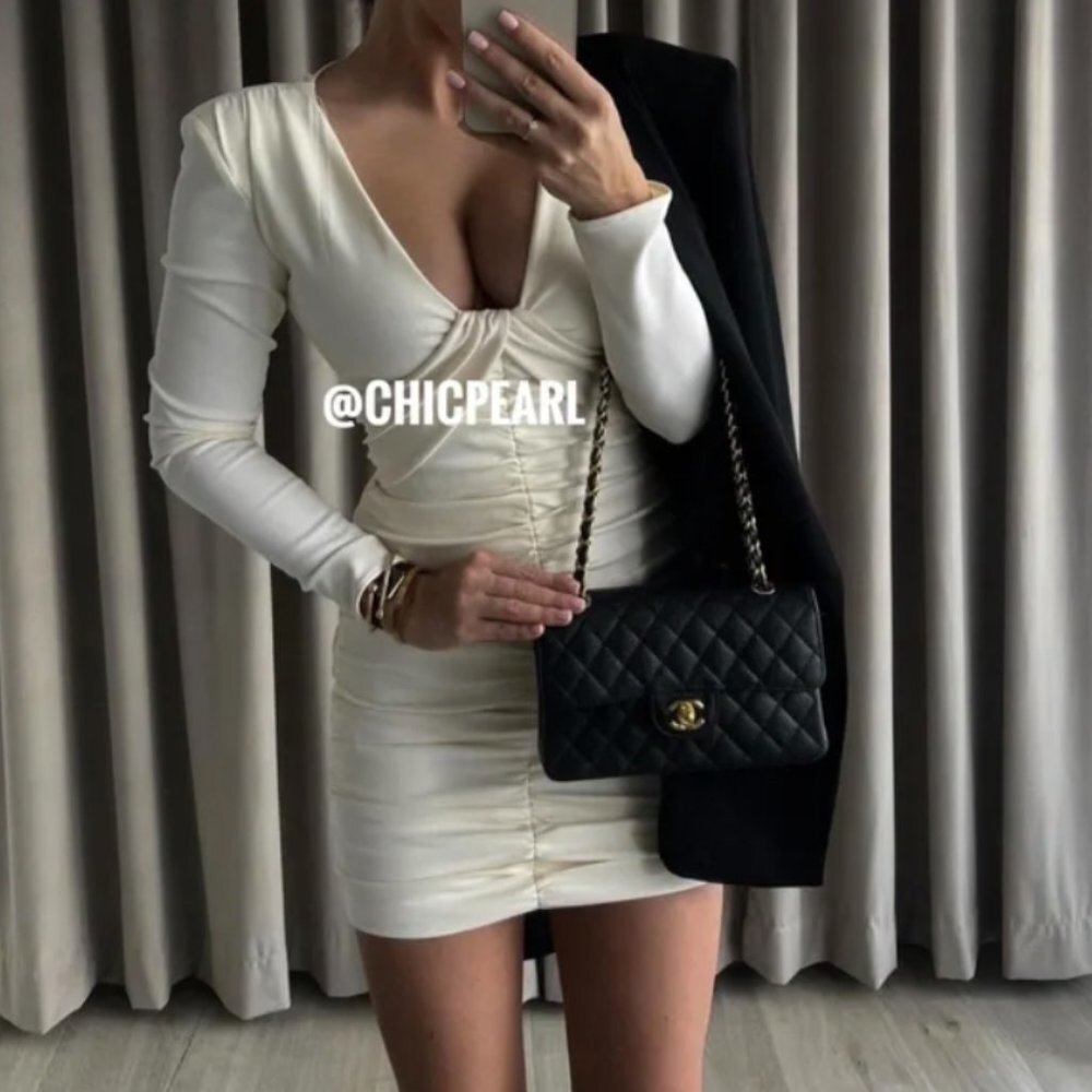 Zara long sleeve ruched dress